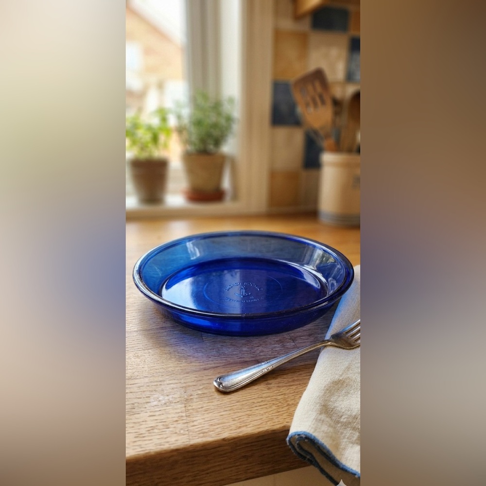 Vintage Anchor Hocking Cobalt Blue .75qt Pie Dish - Made in USA